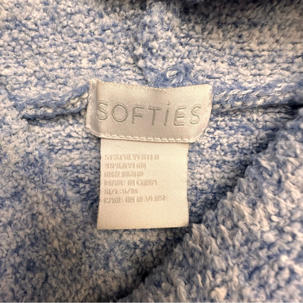 Softies Hooded Lounge Dress S/M Blue Long Sleeve Cozy Sleep Shirt - Picture 7 of 9